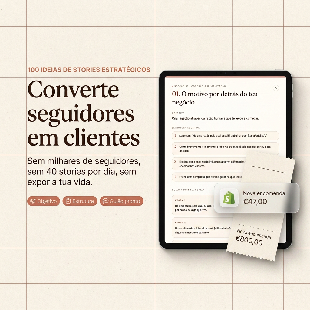 100 Ideias de Stories — converte seguidores em clientes